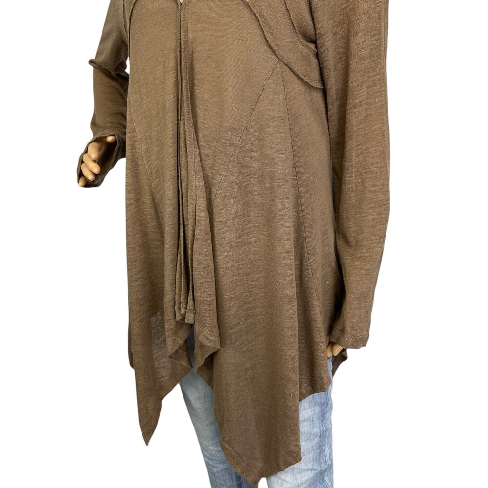 Neiman Marcus Vintage Y2K Linen Blend Long Cardigan Sweater Brown Size L - Picture 7 of 10